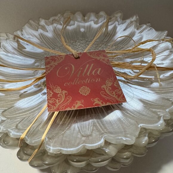 Sunflower Shape Plate Set Glass Glazed Cream Made in Turkey Villa Collection - Picture 10 of 13